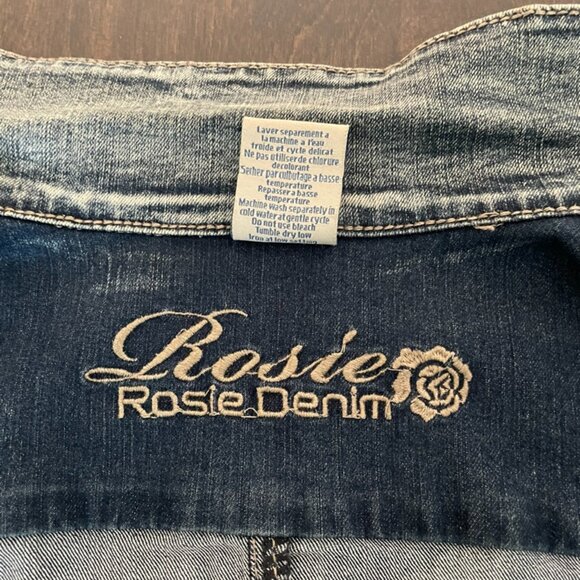 Rose Denim. Classic lady denim jacket , faded blue jean. Stretch denim. Size M. - Picture 11 of 13
